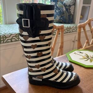 KushyShoo Striped Heart Rain Boots